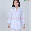 Áo blouse trắng điều dưỡng, y tá nữ dài tay - Áo điều dưỡng nữ có viền xanh ngọc