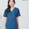 Bộ scrubs cổ tim nữ màu xanh sẫm cao cấp