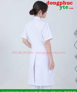 Áo blouse trắng nữ cao cấp chuẩn form - Áo blu nữ cộc tay bác sĩ, thẩm mỹ viện