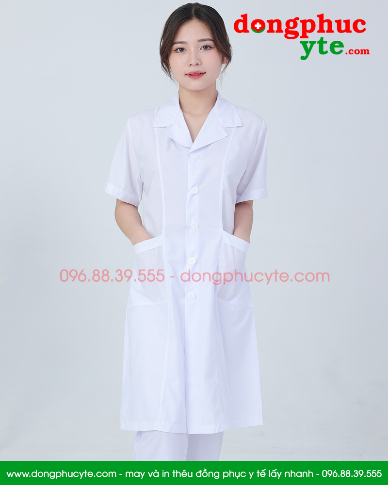 Bộ quần áo blouse trắng cho bác sĩ nam - nữ Lon Nhật đẹp