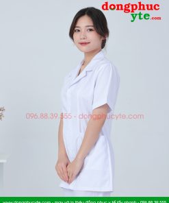 Áo blouse trắng nam nữ cộc tay, dài tay cho dược sĩ, điều dưỡng, y tá