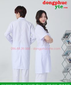 Bộ quần áo blouse trắng cho bác sĩ nam - nữ Lon Nhật đẹp
