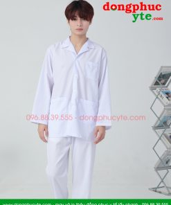 Áo blouse trắng nam nữ cộc tay, dài tay cho dược sĩ, điều dưỡng, y tá