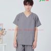 Bộ scrubs cổ tim nam màu ghi xám cao cấp