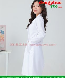 Áo blouse trắng nam - nữ cao cấp chuẩn form - Áo blu dài tay, dáng dài cho bác sĩ, thẩm mỹ viện