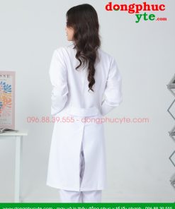 Áo blouse trắng nam - nữ cao cấp chuẩn form - Áo blu dài tay, dáng dài cho bác sĩ, thẩm mỹ viện