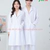 Áo blouse trắng nam - nữ cao cấp chuẩn form - Áo blu dài tay, dáng dài cho bác sĩ, thẩm mỹ viện