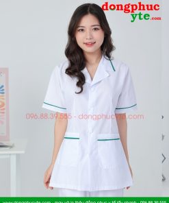 Áo blouse trắng nam nữ cộc tay, dài tay - áo blouse có viền