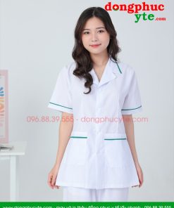 Áo blouse trắng nam nữ cộc tay, dài tay - áo blouse có viền