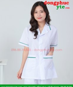 Áo blouse trắng nam nữ cộc tay, dài tay - áo blouse có viền