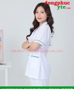 Áo blouse trắng nam nữ cộc tay, dài tay - áo blouse có viền