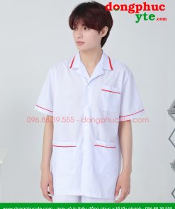 Áo blouse trắng nam nữ cộc tay, dài tay - áo blouse có viền