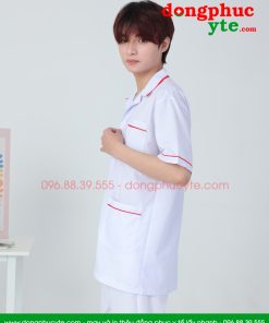 Áo blouse trắng nam nữ cộc tay, dài tay - áo blouse có viền