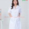 Bộ quần Áo blouse điều dưỡng nam nữ dáng dài có cầu vai - áo điều dưỡng, y tá thực tập sinh có cầu vai