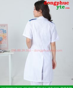 Bộ quần Áo blouse điều dưỡng nam nữ dáng dài có cầu vai - áo điều dưỡng, y tá thực tập sinh có cầu vai