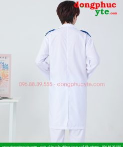 Bộ quần Áo blouse điều dưỡng nam nữ dáng dài có cầu vai – áo điều dưỡng, y tá thực tập sinh dài tay có cầu vai