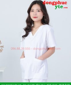 Bộ blouse trắng nữ cổ tim - bộ quần áo blouse nữ cổ chữ V