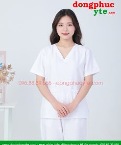 Bộ blouse trắng nữ cổ tim - bộ quần áo blouse nữ cổ chữ V