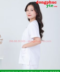 Bộ blouse trắng nữ cổ tim - bộ quần áo blouse nữ cổ chữ V