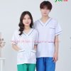 Bộ quần áo blouse trắng viền xanh kết hợp quần xanh