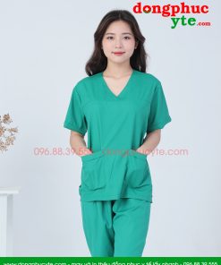 Bộ quần áo phẫu thuật nữ đẹp - bộ áo blu đồng phục phẫu thuật xanh cho bác sĩ, thẩm mỹ viện,...