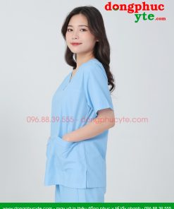 Quần áo Spa màu xanh da trời cao cấp cho kỹ thuật viên nữ