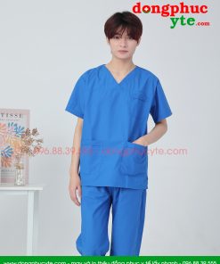 Quần áo Spa kĩ thuật viên nam cộc tay màu Xanh Dương
