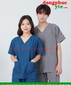 Quần áo Spa cổ tim nam-nữ cao cấp