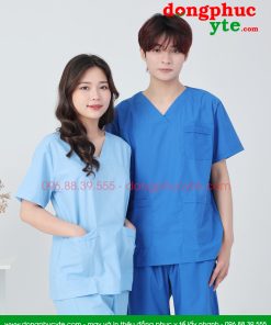 Quần áo Spa cổ tim nam-nữ cao cấp