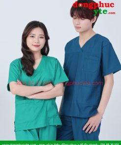 Quần áo Spa cổ tim nam-nữ cao cấp